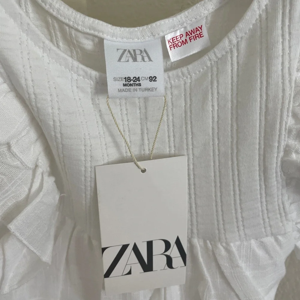 Zara White Ruffled Sleeve Baby Dress